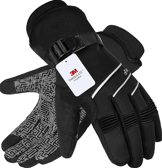 MOREOK 防水防风-30°F冬季手套，男女款3M薄绒触屏保暖滑雪手套，适用于骑行、摩托车、跑步
